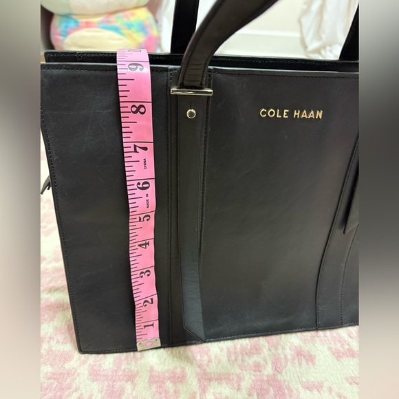 Cole Haan Black Leather Structured Tote Handbag - Picture 16 of 16